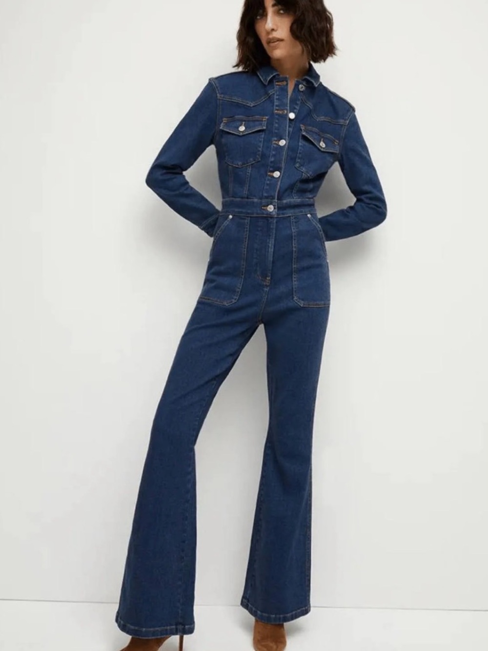 Veronica Beard Follie Denim Jumpsuit | Stoned Bright Blue Sz 6